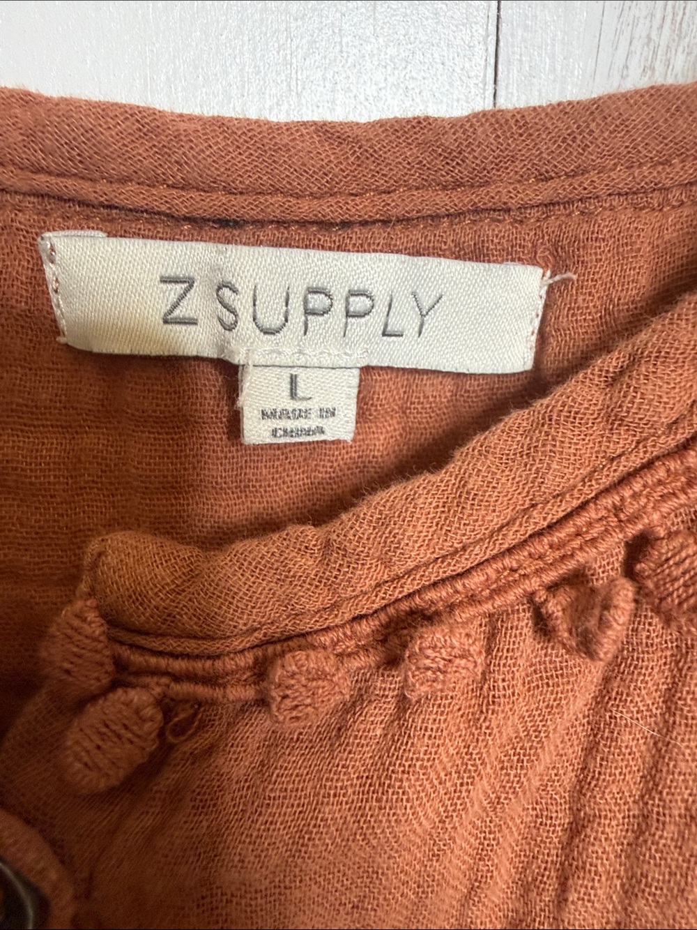 Z Supply Rust Button-Front Mini Dress with Spaghetti Straps - Picture 8 of 12
